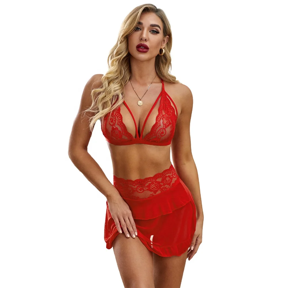

Wholesale Sexy Lingerie set Bra Hot Sale Fashion Women Adjusted Spaghetti Straps Padded Lace Bralette Top Women's Underwear, 2colors