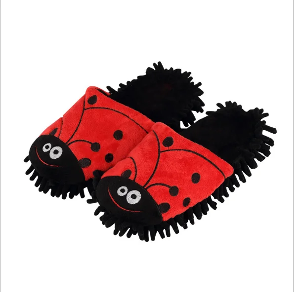 

Indoor home cartoon animal floor mop slippers anti slip mop plush cotton slippers