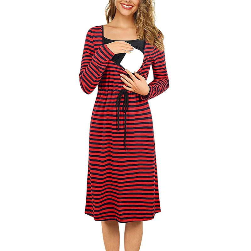 

Amazon Hot Style Striped Women's Maternity Clothing Dress Wholesale