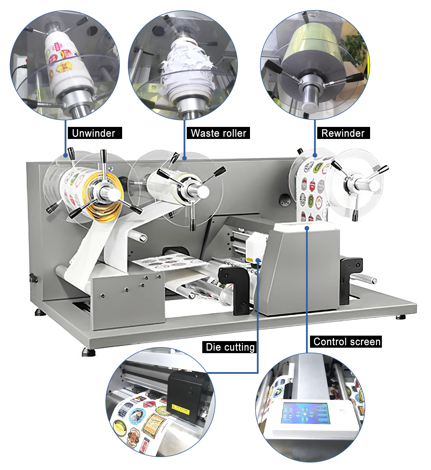 
Roll To Roll Digital Label Paper Film Printer Roll Label Die Cutter Machine 