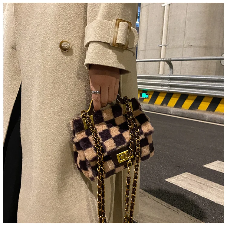 

hot usa mini quilted bag luxury women purse handbag leather checkerboard crossbody tote shopping bag