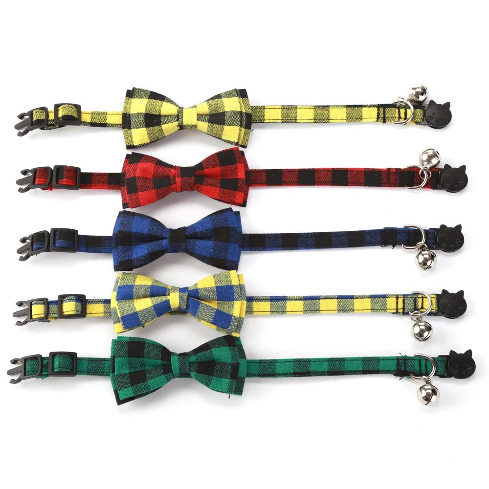 

New dog cat collar bow gird safety button pet collar, Red, bule, yellow, green, black