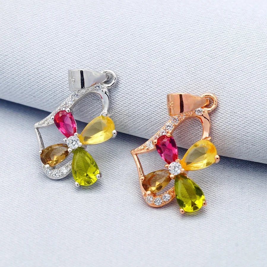 

Gold Plated Colorful Cubic Zirconia Jewelry 925 Silver Pendant 925 Silver Jewelry