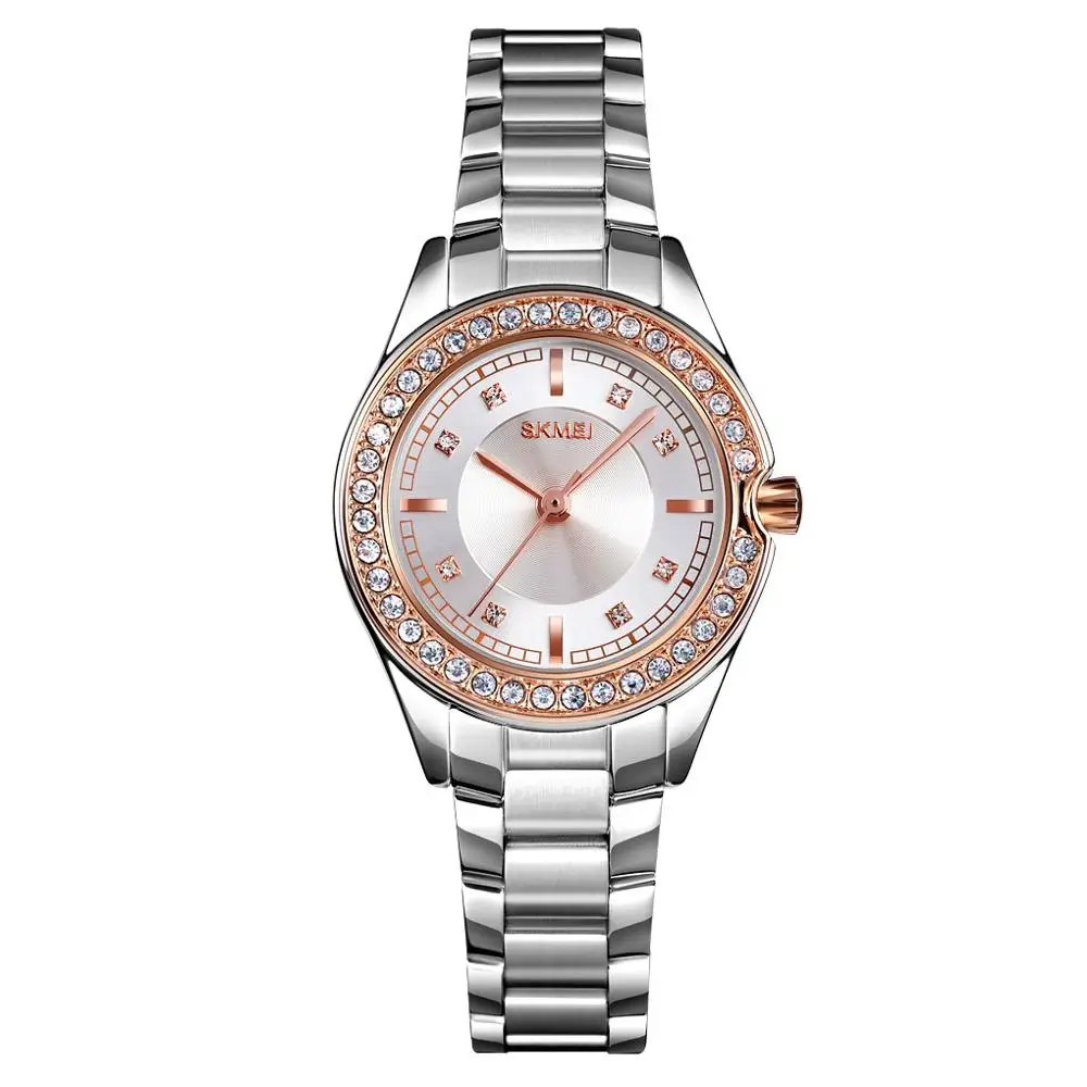 

SKMEI 1534 Fashion Stainless Steel Women Watches Luxury Diamond Quartz Wristwatches