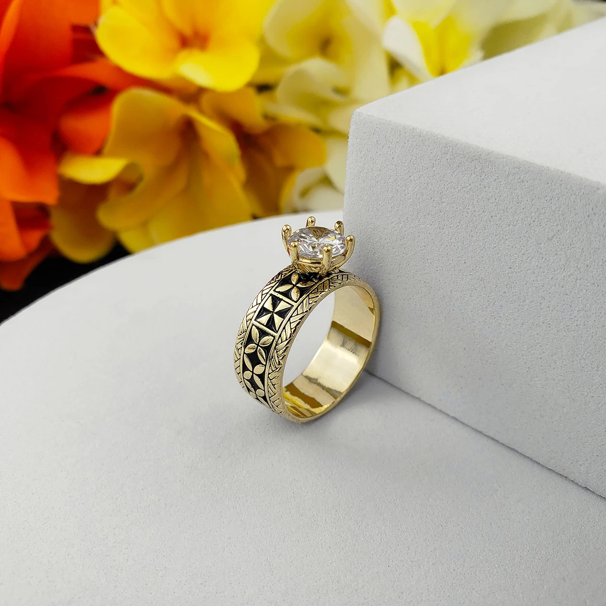 

14k gold plated over brass tribal rings hawaiian diamond ring jewelry wholesale