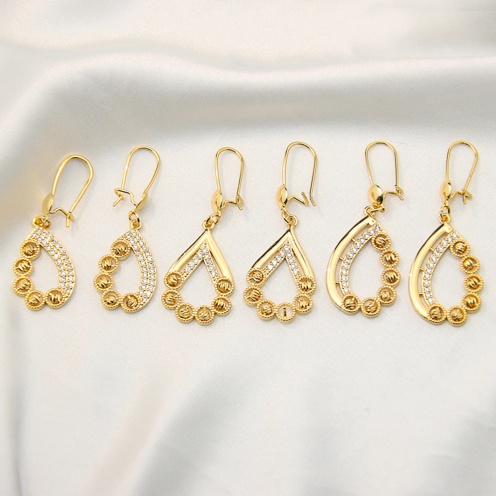 

Hot Sale Handmade Beads Rhinestone Dangle Earrings Women Gold Plated Zircon Earrings