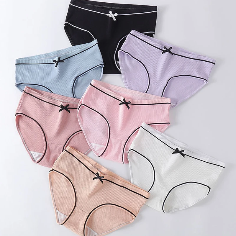 

Wholesale stock lots Girls Seamless plus sizes ribbed Cotton Underwear Women's Hipster Panties