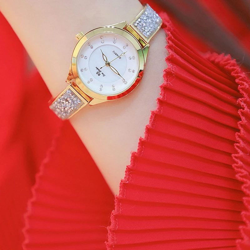 

2019 BS Fashion Quartz Wristwatches Women High-end Custom Full Diamond Female Watch New Hot Sale FA1566, 2 colors