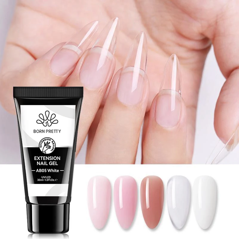 

BORN PRETTY 30ml Pink Transparent Crystal Poly Gel Acrylic Extension Builder Hard Gel for Nails Quick Extend