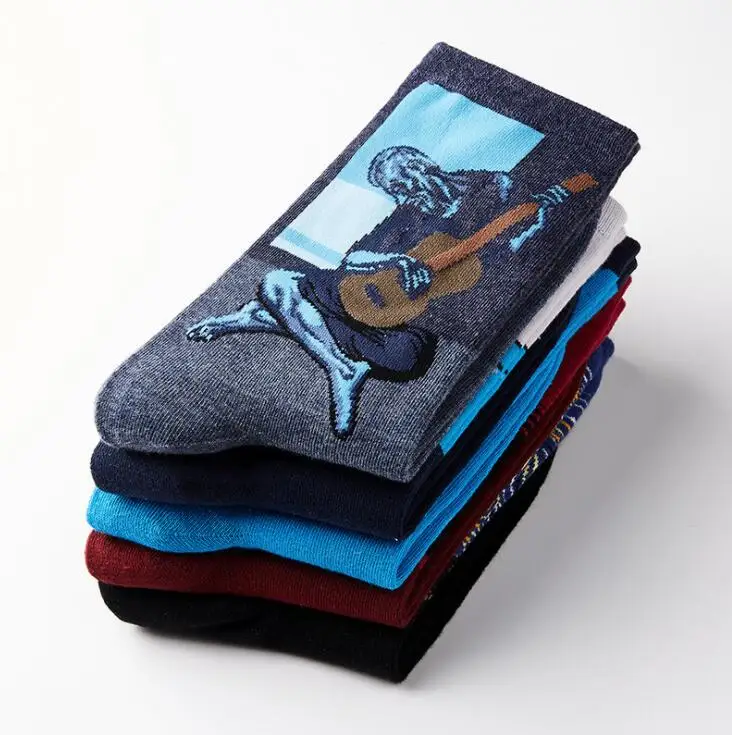 

Unisex Classical Oil Paintings Fashion Crew Chaussettes Men Socks Printing