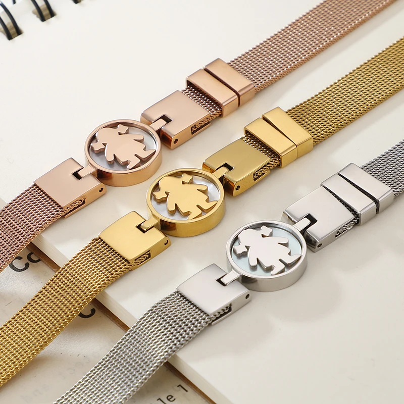 

Qings Wholesale price Stainless Steel SIlver Little Girl Bangles with Charms Expandable