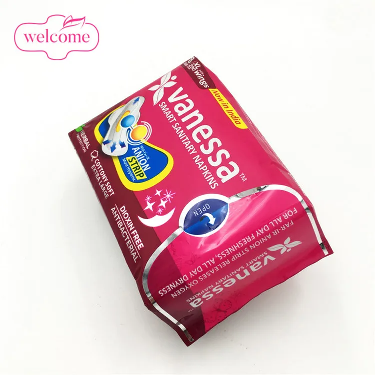

ME TIME 2021 OEM sanitary napkin private label paper bags packed sanitary pads bamboo plant base