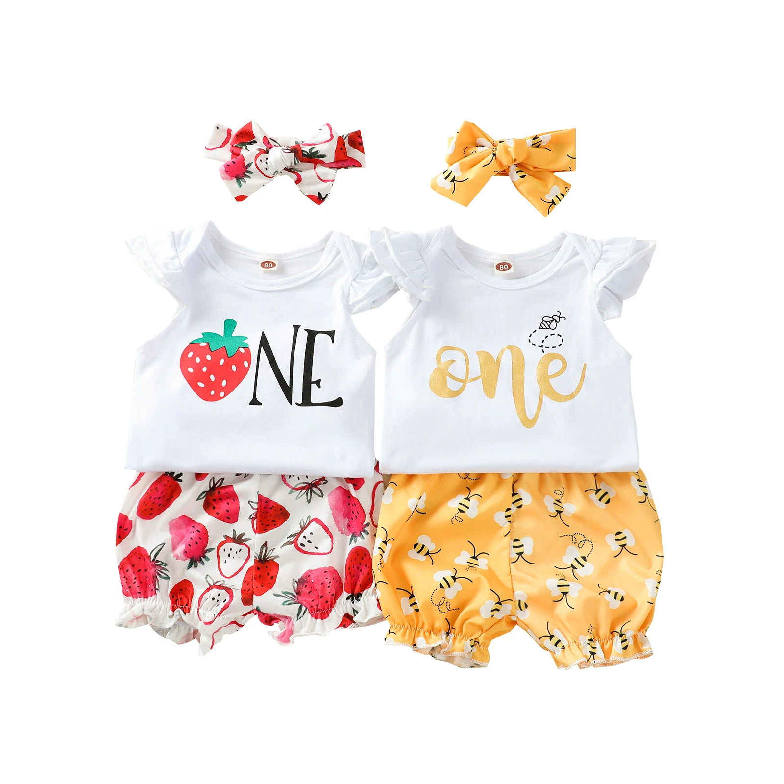 

popular girls' summer sleeveless printed T-shirt and Shorts Set, As picture