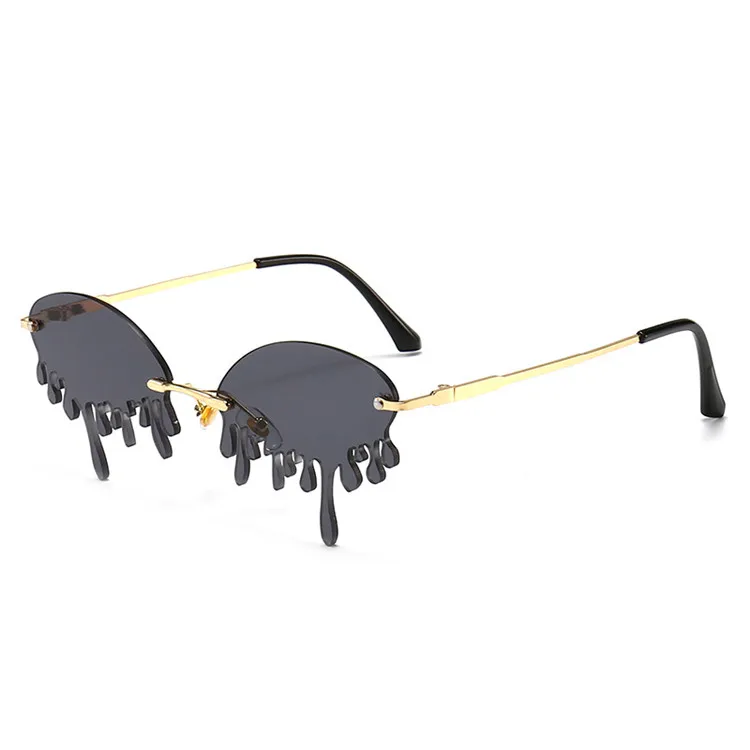 

New trend funny frameless metal frame Tears type lens sunglasses, Mix color or custom colors