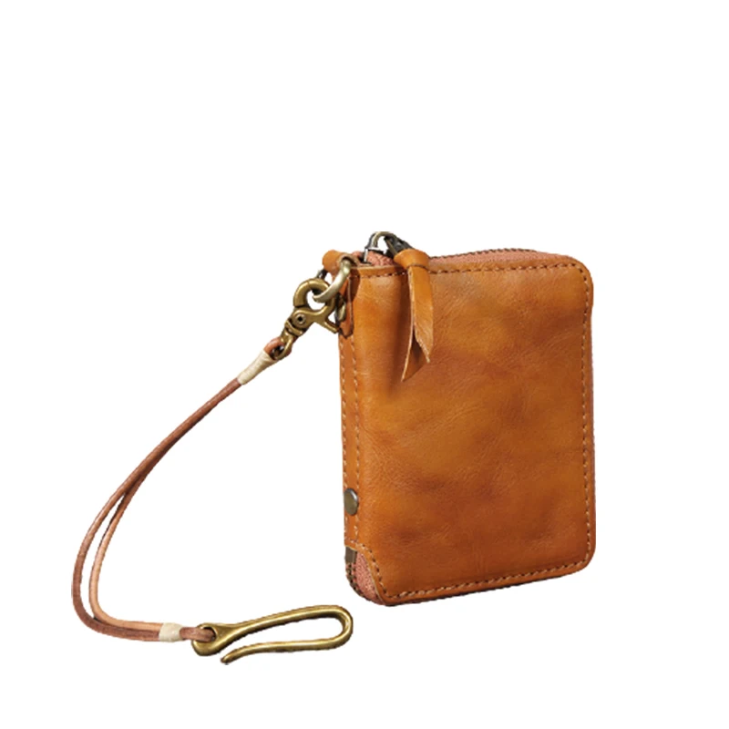 

Soft Leather Wallet Vegetable Tanned Wallet With Belt Strap Men 5177