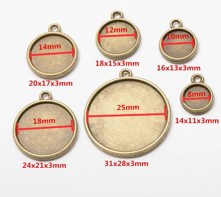 

25mm double sided antique bronze round bezel pendant blank necklace pendant
