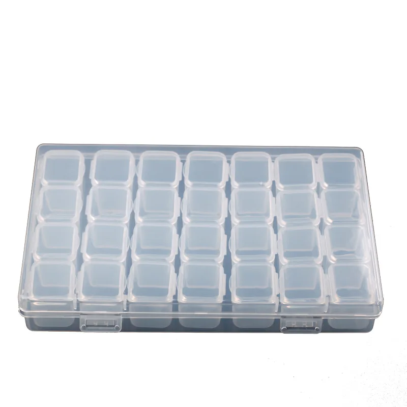 

28 Slots Clear Plastic nail art Empty Storage Box Rhinestone Tools Jewelry Beads Display Storage Box Case Organizer Holder, As shown