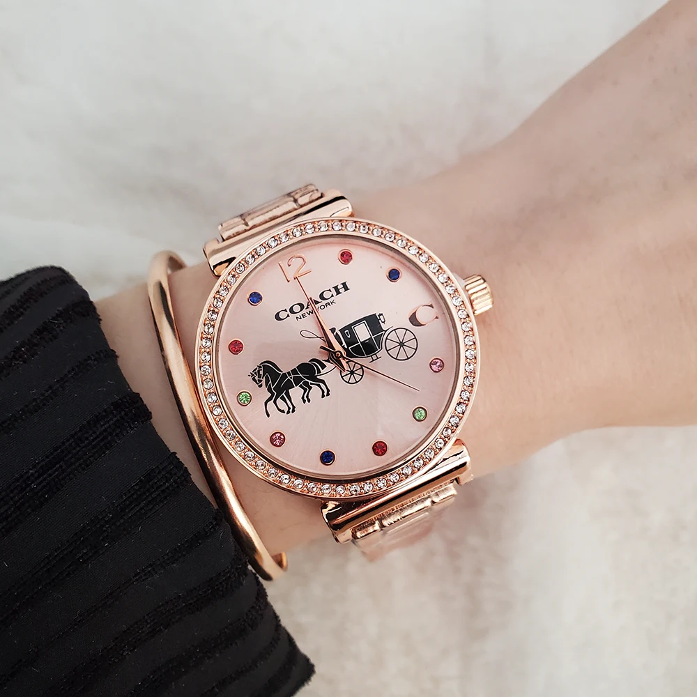 

New Rose Gold Pattern Quartz Watch with Gift Box Free Shipping, 3 colors