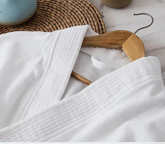 White Kimono Collar Style Terry Cloth Hotel Bathrobe unisex Adults Cotton sleepwear supplier