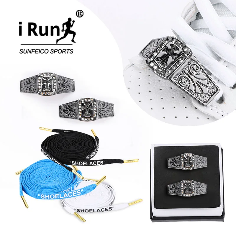 

iRun Best Sale Ring Shape Buckle Laces Dubrae Shiny Charms Sneaker Shoelaces Accessories With Custom Box Package