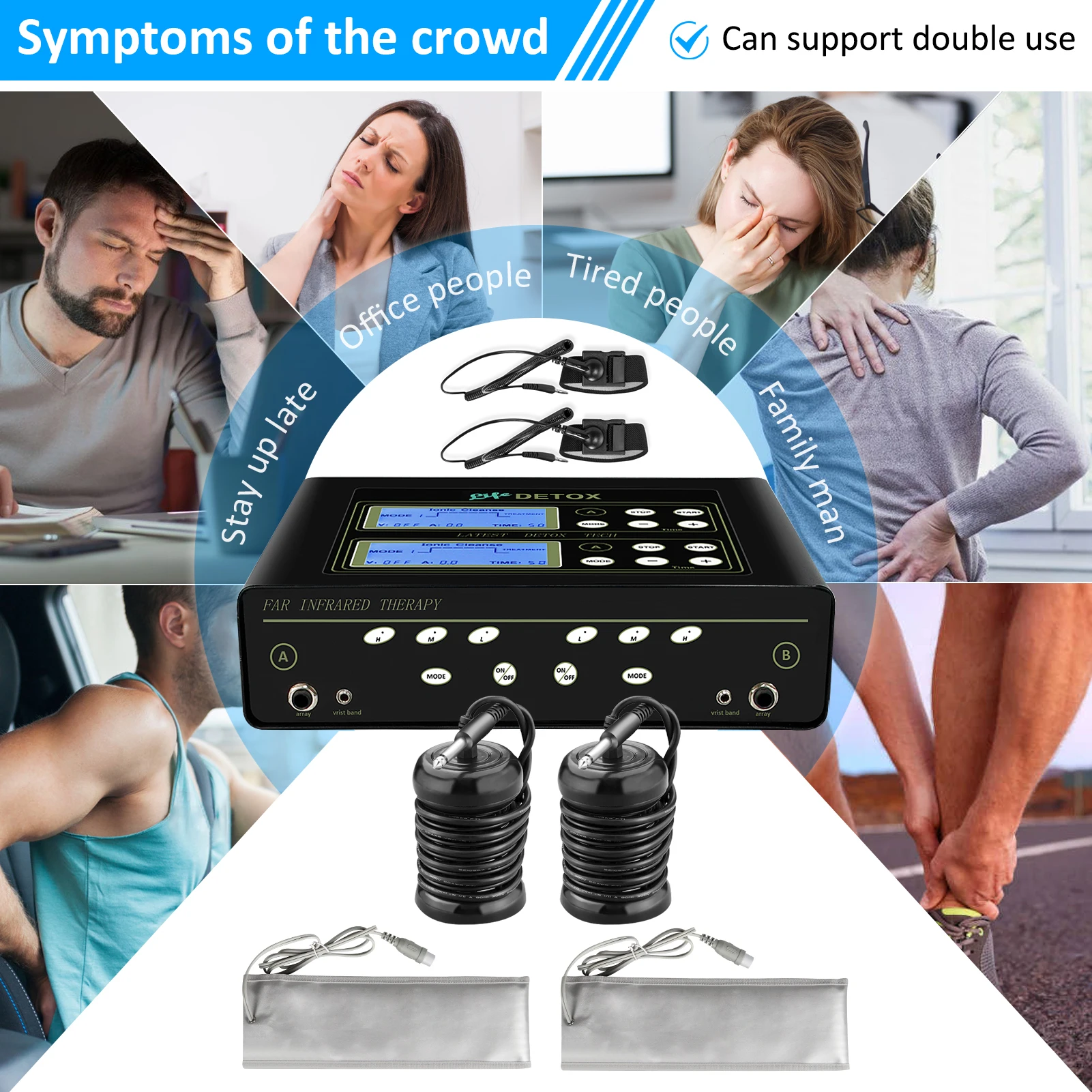 Portable Dual Use Ion Detox Foot Spa Ionic Detox Cleanse Machine