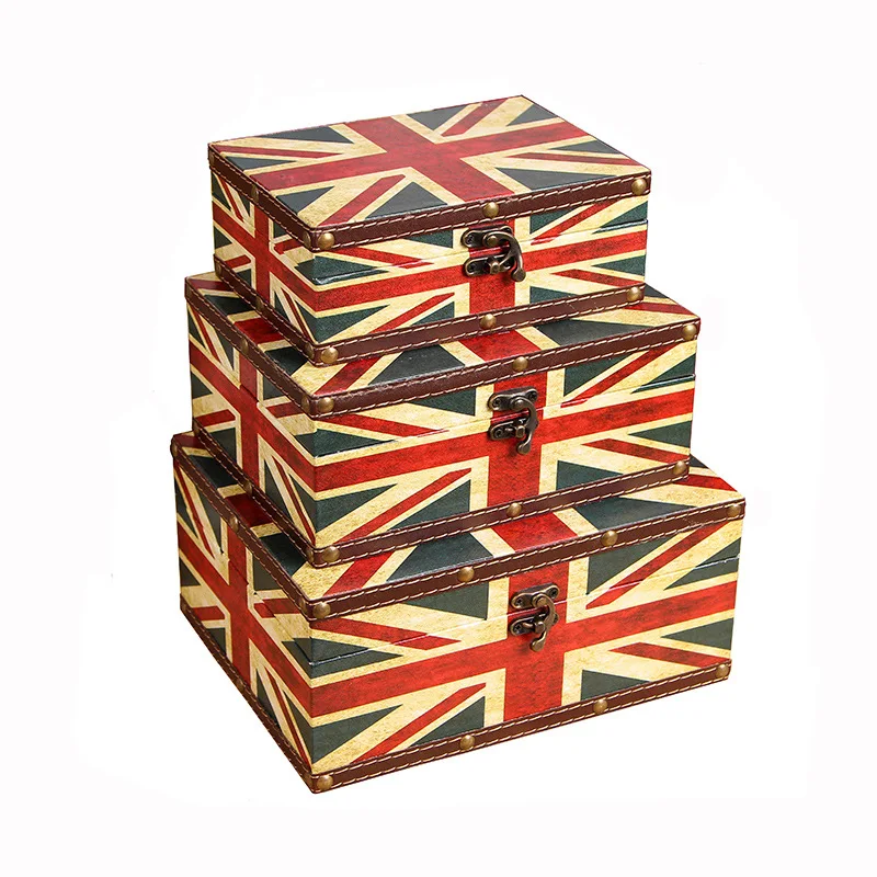 

wooden leather storage box, vintage household ornaments can be used to store items.3-piece set
