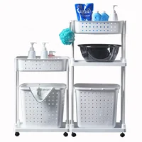 

Taizhou High quality amazon style plastic laundry basket with wheels bathroom storage basket trolley