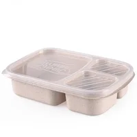 

food container 3 compartment new desgin eco friendly wheat straw fiber bento lunch box