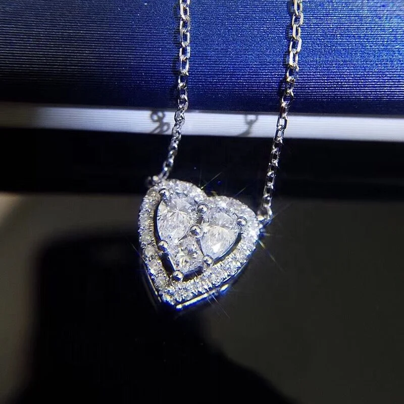 

Heart shape Diamond Pendant Charm Wedding Pendants Necklace For Women Bridal Party Choker Jewelry, Picture shows
