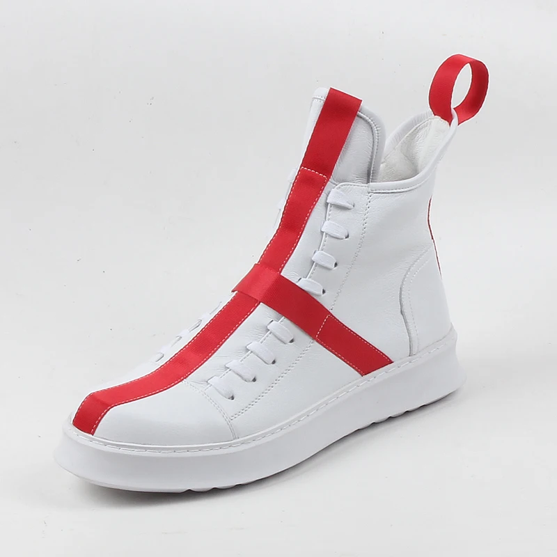 

Men Sneakers Hip-hop Street Dance High-top Men's Leather Casual Shoes With Thick Bottom Shoes Star Yellow White Flat Shoes 2020
