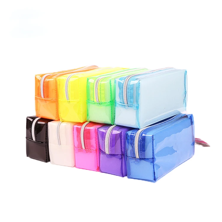 
transparent PVC plastic Printed Pencil box Blank School clear Pencil case 