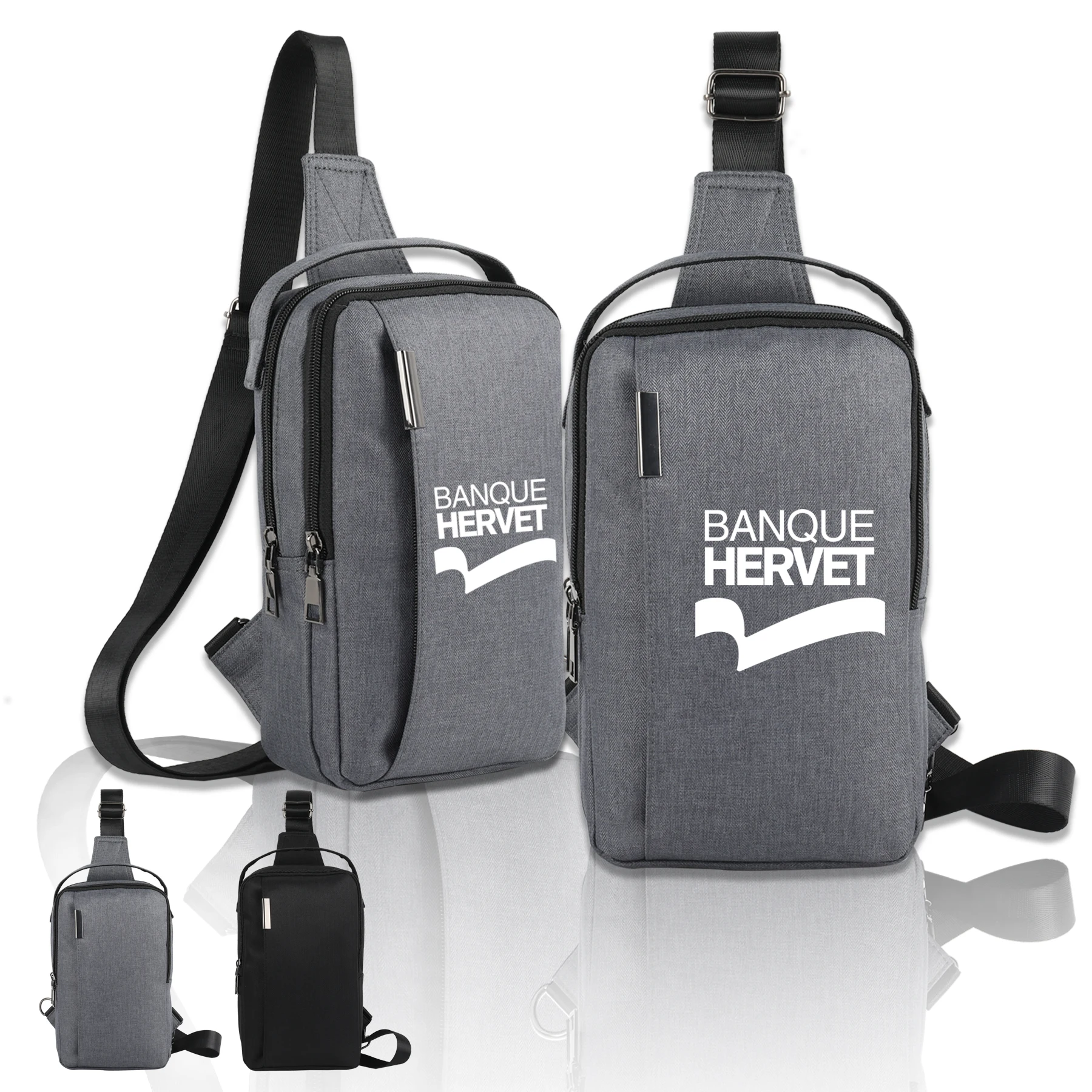 

OEM/ODM Custom Unisex Outdoor Shoulder Chest Crossbody Canvas Mini Sling Bag, Grey,black