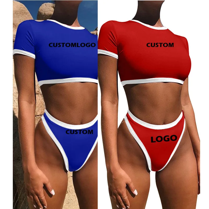 

Free Shipping Sexy Long Sleeve Floral Print Two Piece swimwear 2019 sexy bikini 2 piece swimsuits for women bikini swimsuit
