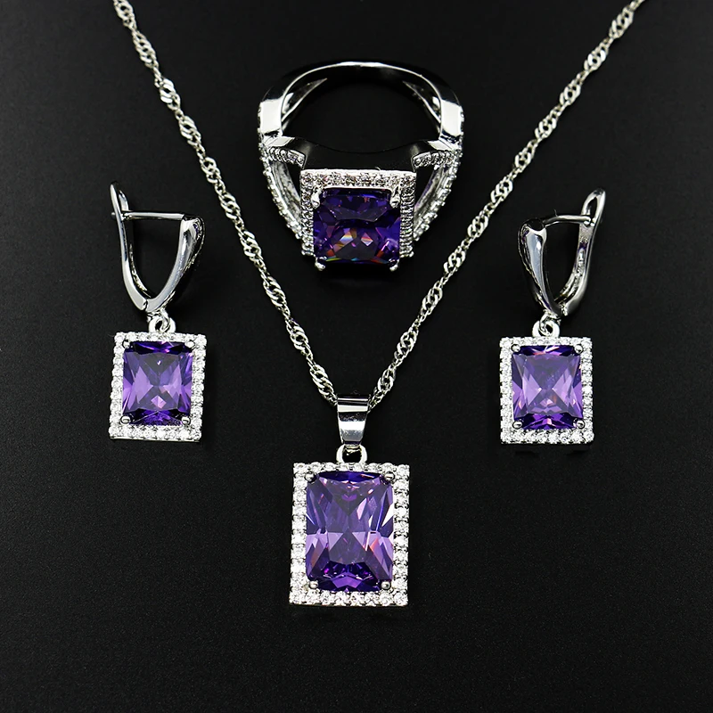 

925 Jewelery Silver Jewelry Pendant Earrings Ring Neckless Set for Women, Picture shows