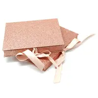 

Custom Glitter Cardboard Paper Magnetic Packaging Lash Gift Package Rose Gold Eyelash Box For Lashes With Logo