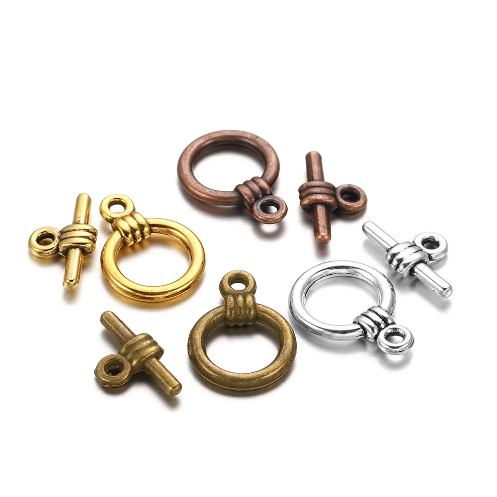 

20set/lot Metal OT Toggle Clasps Hooks Bracelet Necklace Connectors For DIY Jewelry Finding Making Accessories Supplies, Antique bronze/gold/silver/red copper