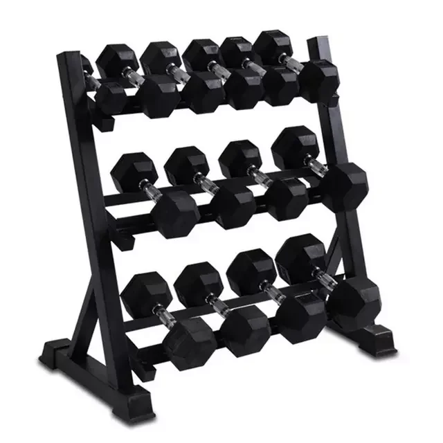 

Home Gym Fitness Equipment Rubber Hex Dumbbell Set Dumbbells, Black