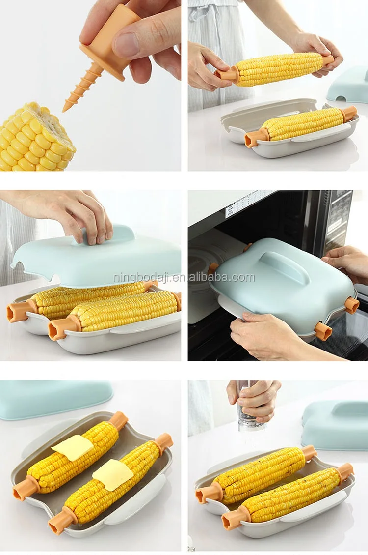 Newest Design Amazon Microwave Plastic Sweet Corn Cooker Corn Steamer