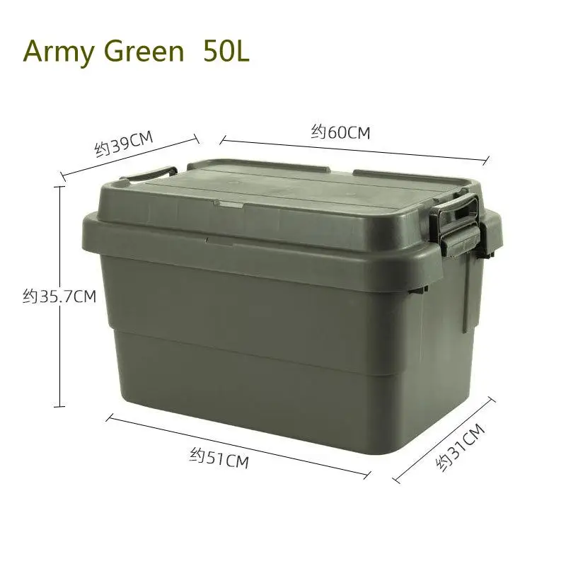 

DOD Amazon Hot Sale High Quality Durable 50L Storage Containers PP Plastic Camping Storage Box, Army green,khaki,black