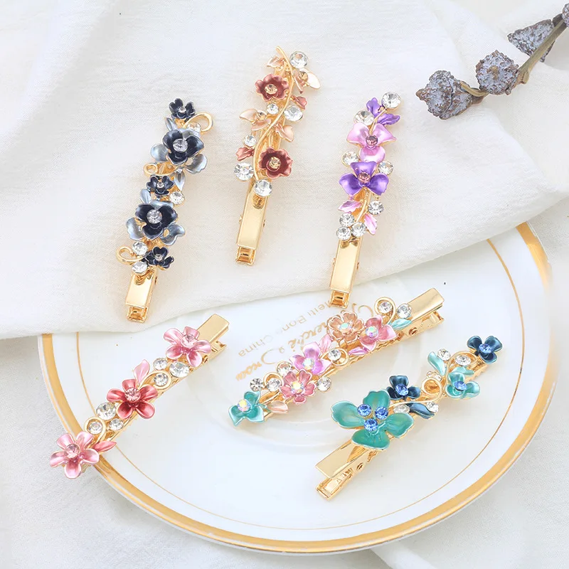 

New Arrivals Vintage Flower Design Metal Hair Clips Womens Temperament Colorful Gold Floral Hairpins Hair Accessories