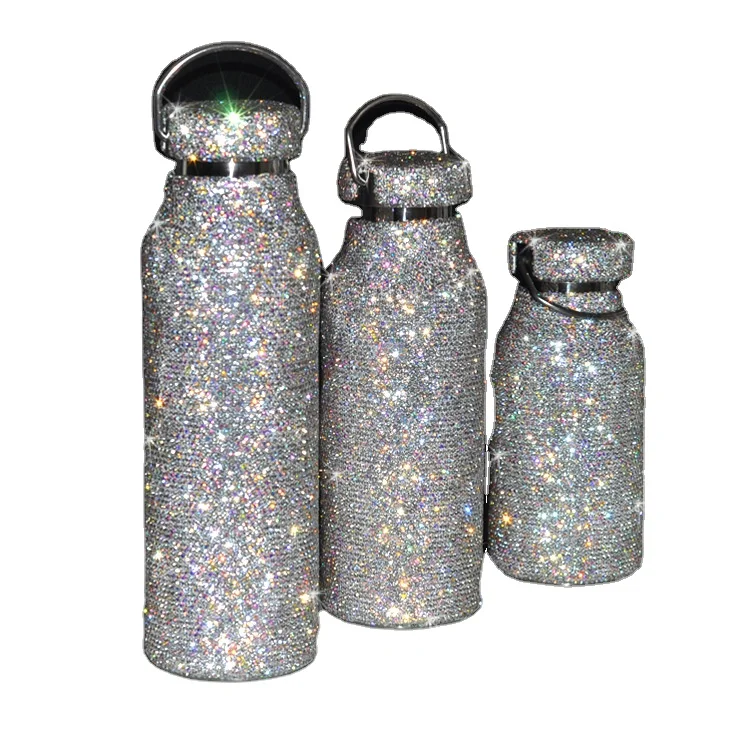 

2021 new hot fashion lilancrystal crystal 304 insulated gym stainless steel water bottle rhinestone stainless steel water bottle