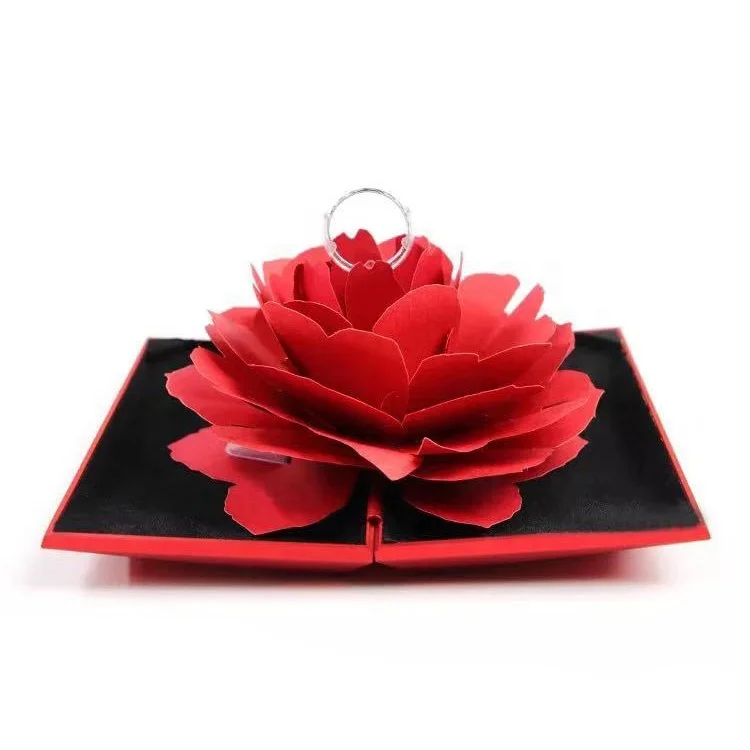 

Guorui Top Luxury Smooth Finishing Recycling Paper Plastic Rotation Jewelry Packaging Flower Ring Boxes with Custom Private LOGO, Same as pictures or customized