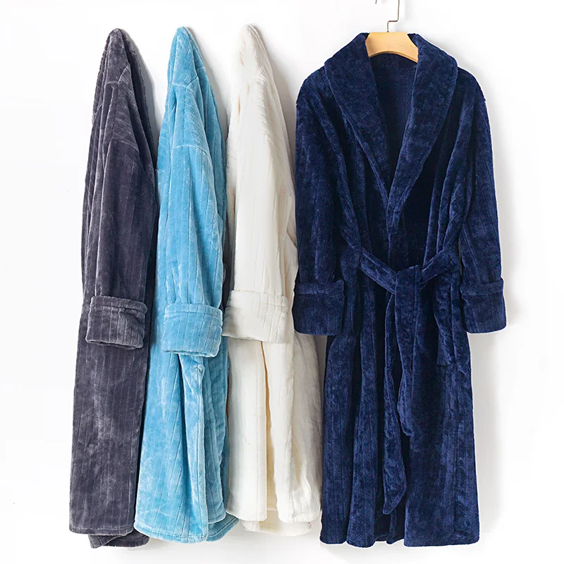 

factory striped flannel fleece men bathrobe wholesale custom blank bath robe