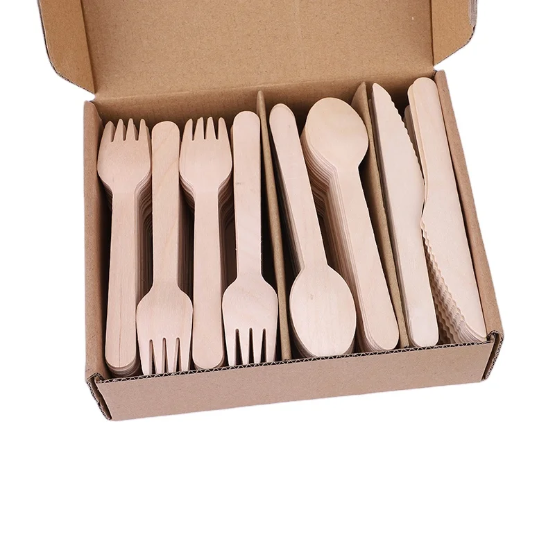

Biodegradable Disposable Cutlery Wooden Tableware Sets, Natural