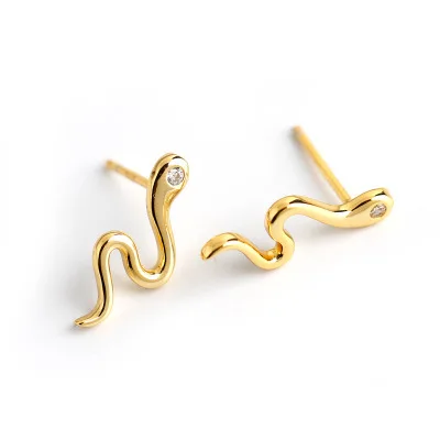 

Light Luxury Snake Shape Earrings With Diamond Sterling Silver Earrings For Women, As picture