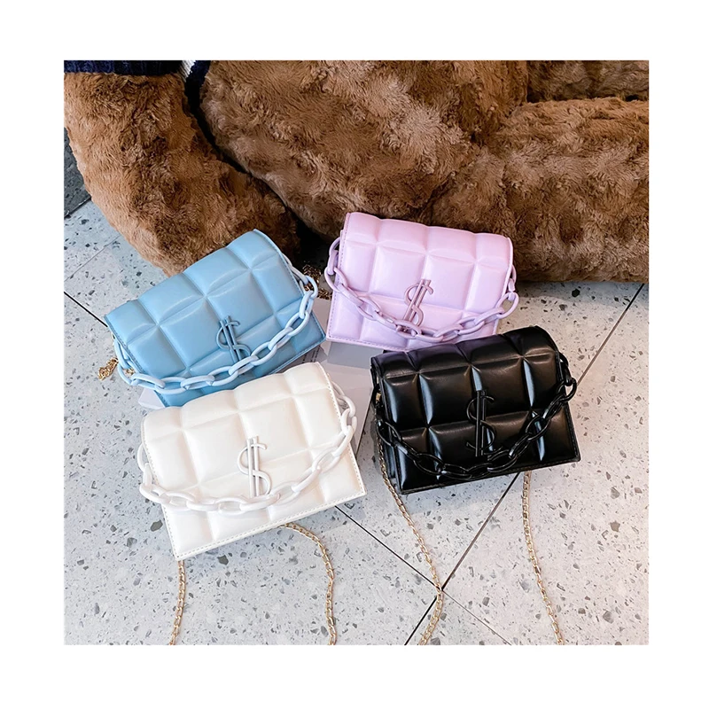 

Quilted Acrylic Chain Messenger Bag Designer Shoulder Bags Female Fashion Letter Handbag Luxury Brand Soft Crossbody Purse