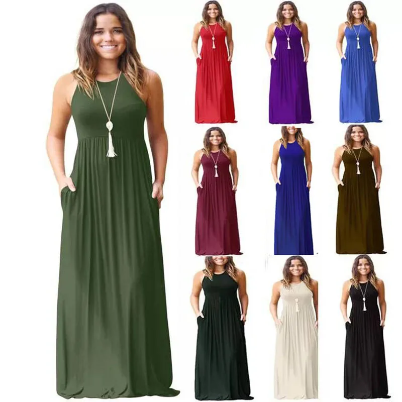 

Wholesale hot style casual vest pocket dress, Multi-colors