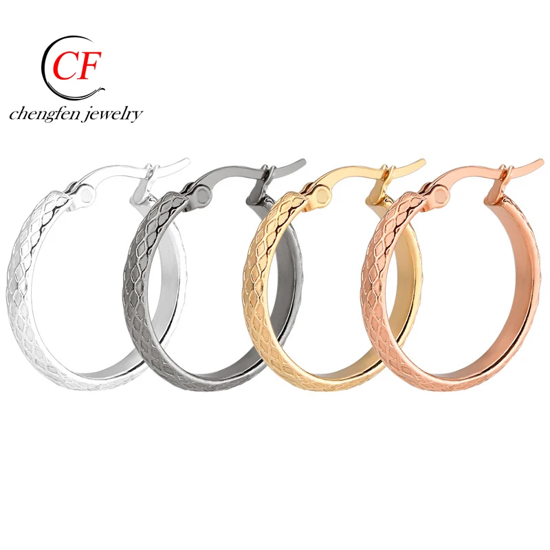 

New Fashion Statement Big Circle Hoop Earring Gold Plated Simple Punk Style Simple Punk Style Round Engraved Line Earrings