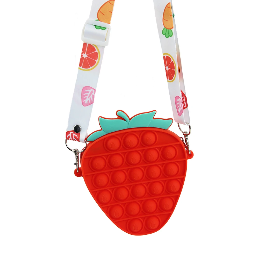 

Strawberry Squishy Messenger Bag Stress Reliever Toys Sensory Toy Bag, As show