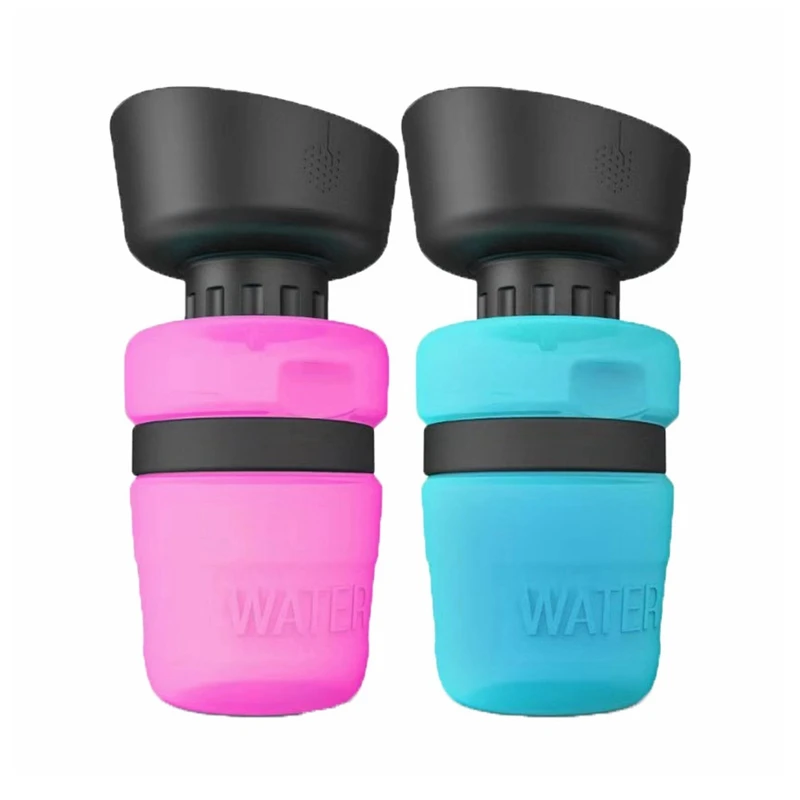 

Portable Dog Drinking Cup Bowl Pet Water Dispenser Leakproof Pet Water Bottle Foldable Outdoor Travel Dog Water Bottle, Blue/pink